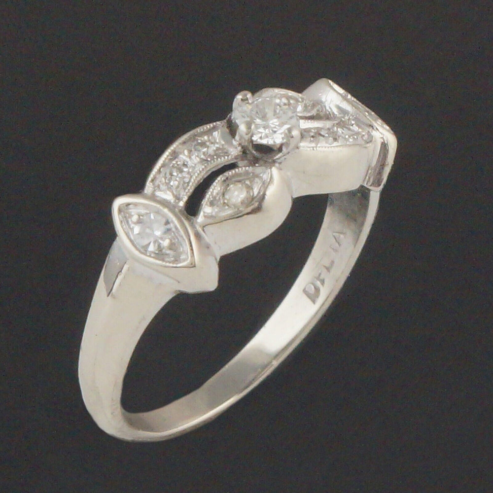 Retro Solid 14K White Gold & .30 CTW Diamond Wedding Band, Anniversary Ring, Olde Towne Jewelers, Santa Rosa CA