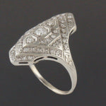 Antique 1930s Art Deco Solid 18K White Gold & OEC Diamond Estate Dinner Ring, Olde Towne Jewelers, Santa Rosa CA