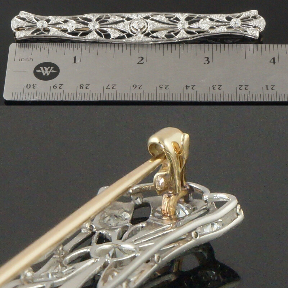 Antique Edwardian Platinum Filigree & .95 CTW Old Mine Cut Diamond Pin, Brooch, Olde Towne Jewelers, Santa Rosa CA.