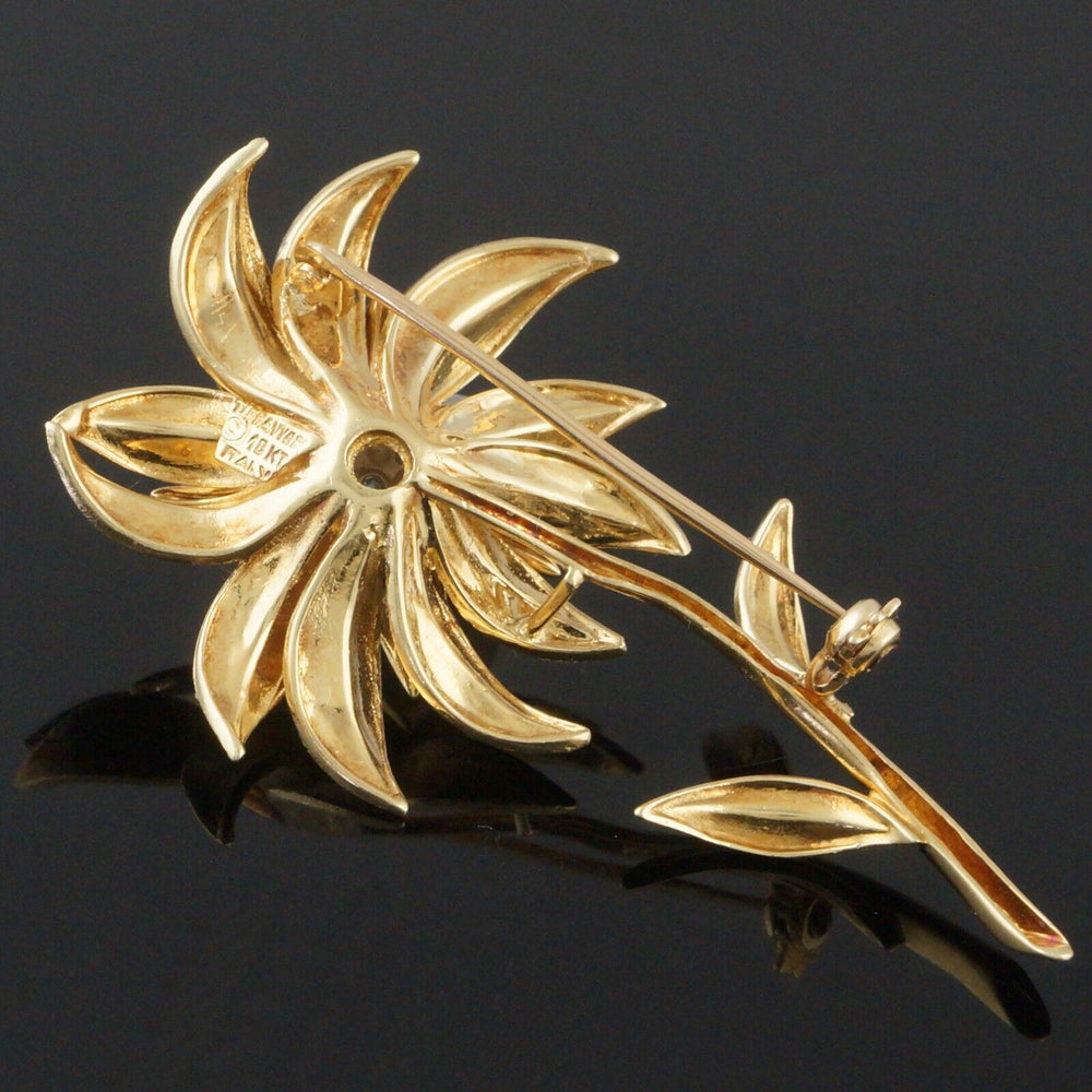 Tiffany & Co. Solid 18K Gold, Pearl & Diamond Dahlia Flower Estate Brooch, Italy Olde Towne Jewelers, Santa Rosa CA.