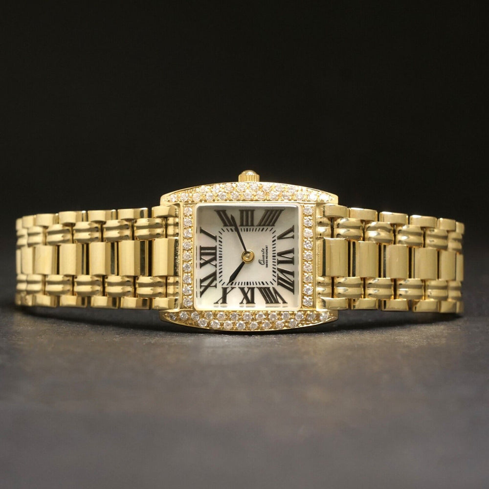 Vicence Solid 14K Gold Diamond Mother of Pearl Lady's Bracelet Watch UNWORN MINT Olde Towne Jewelers, Santa Rosa CA.