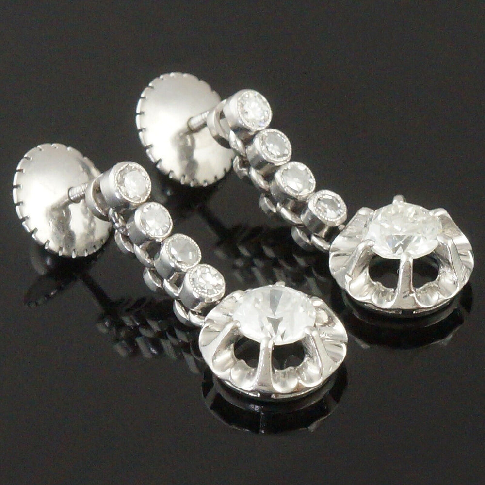 Exquisite Platinum & 2.08 CTW OEC Diamond Halo Drop Dangle Estate Stud Earrings, Olde Towne Jewelers, Santa Rosa CA.