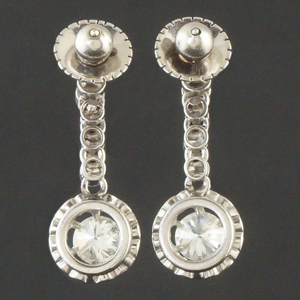 Exquisite Platinum & 2.08 CTW OEC Diamond Halo Drop Dangle Estate Stud Earrings, Olde Towne Jewelers, Santa Rosa CA.