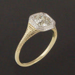 1920s Art Deco Platinum & 18K Gold .60 Ct. OMC Diamond Wedding, Engagement Ring, Olde Towne Jewelers, Santa Rosa CA.
