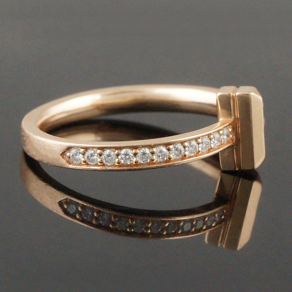 Tiffany & Co. Solid 18K Rose Gold & Diamond T1 Ring, w/Original Box, Olde Towne Jewelers, Santa Rosa CA.