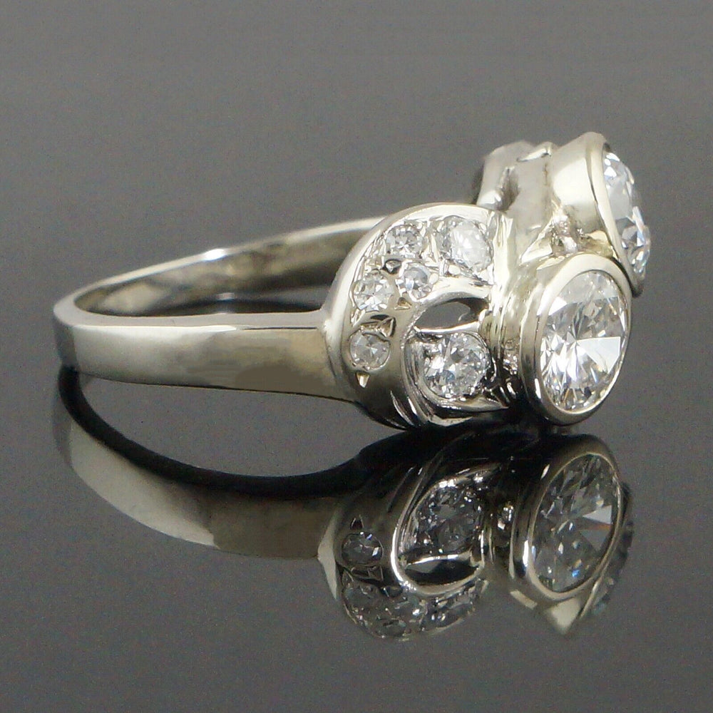Solid 18K White Gold, 1.20 CTW OEC Center Diamond Wedding Engagement Ring