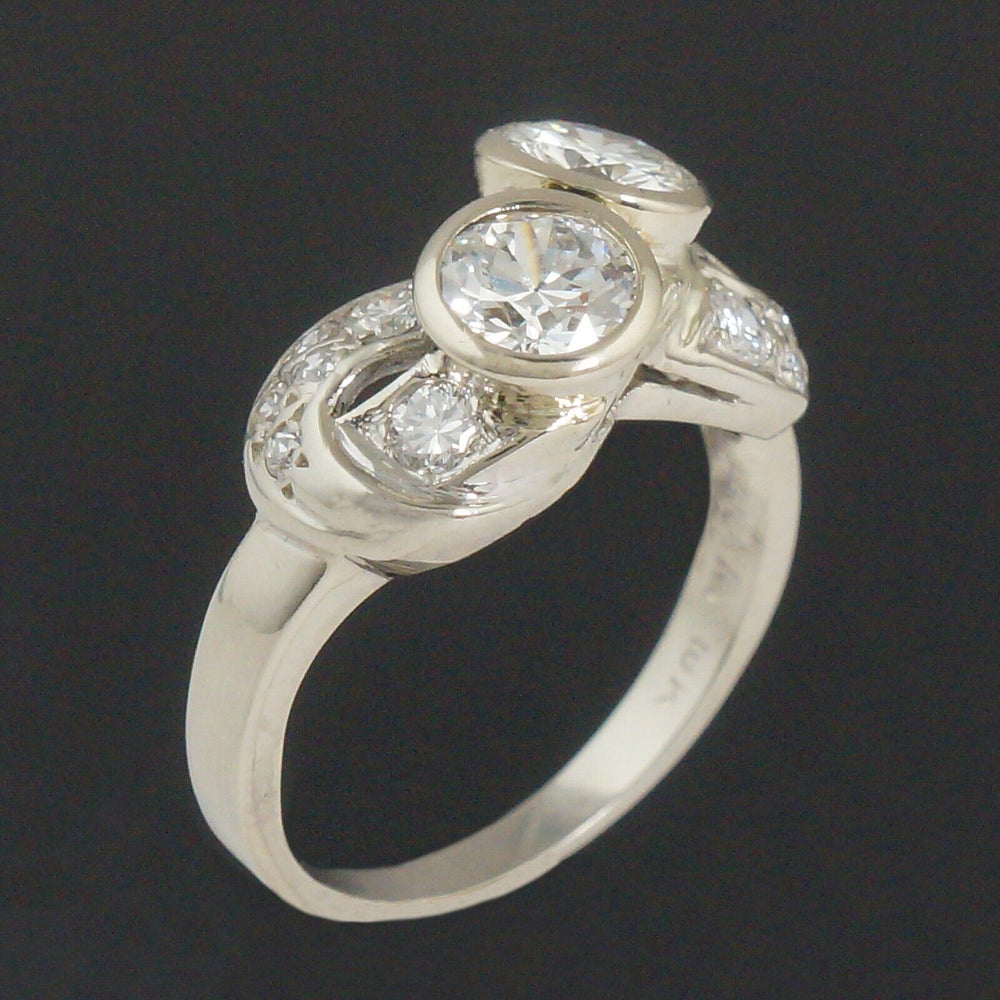 Solid 18K White Gold, 1.20 CTW OEC Center Diamond Wedding Engagement Ring, Olde Towne Jewelers, Santa Rosa CA.