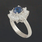 Spectacular Platinum 1.50 Ct Sapphire & 1.20 CTW Diamond Halo Engagement Ring, Olde Towne Jewelers, Santa Rosa CA.