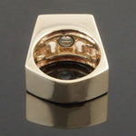 Wide Solid 14K Gold Geometric Euro Shank &  1.66 CTW OEC Diamond 3 Stone Band, Olde Towne Jewelers, Santa Rosa CA.