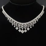 Exquisite Solid 18K White Gold 13.25 CTW Diamond Festoon 17" Statement Necklace