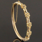 Etruscan Solid 14K Gold Twisted Rope & .40 CTW Diamond Hinged Bangle Bracelet