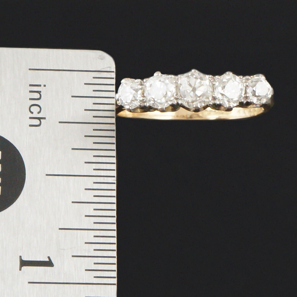 Vintage Solid 18K Gold & Platinum 1.0 CTW OMC 5 Diamond Wedding Anniversary Ring, Olde Towne Jewelers, Santa Rosa CA.