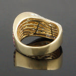 Solid 18K Gold 3.04 CTW Rainbow Sapphire & Diamond Modernist Wave Band Ring, Olde Towne Jewelers, Santa Rosa CA.