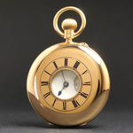 Stunning Antique 1890s 18K Gold & Blue Enamel Demi Hunter Pocket Watch, Orig Box, Olde Towne Jewelers, Santa Rosa CA.