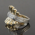 Two Tone Solid 14K Gold & .54 CTW Diamond Ribbon Wave Style Estate Ring, Olde Towne Jewelers, Santa Rosa CA.