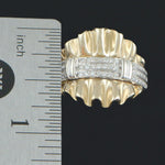 Two Tone Solid 14K Gold & .54 CTW Diamond Ribbon Wave Style Estate Ring, Olde Towne Jewelers, Santa Rosa CA.