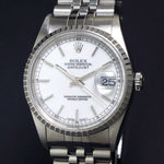 Stunning 1998 Rolex 16220 Datejust Stainless Steel White Dial 36mm Man's Watch, Olde Towne Jewelers, Santa Rosa CA.