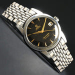 1958 Omega 2849 Seamaster Automatic Stainless Steel Watch Glossy Black Gilt Dial