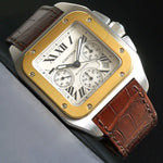 Stunning Cartier 2740 Santos 100 XL 18K Gold & Steel Man's Chronograph Watch