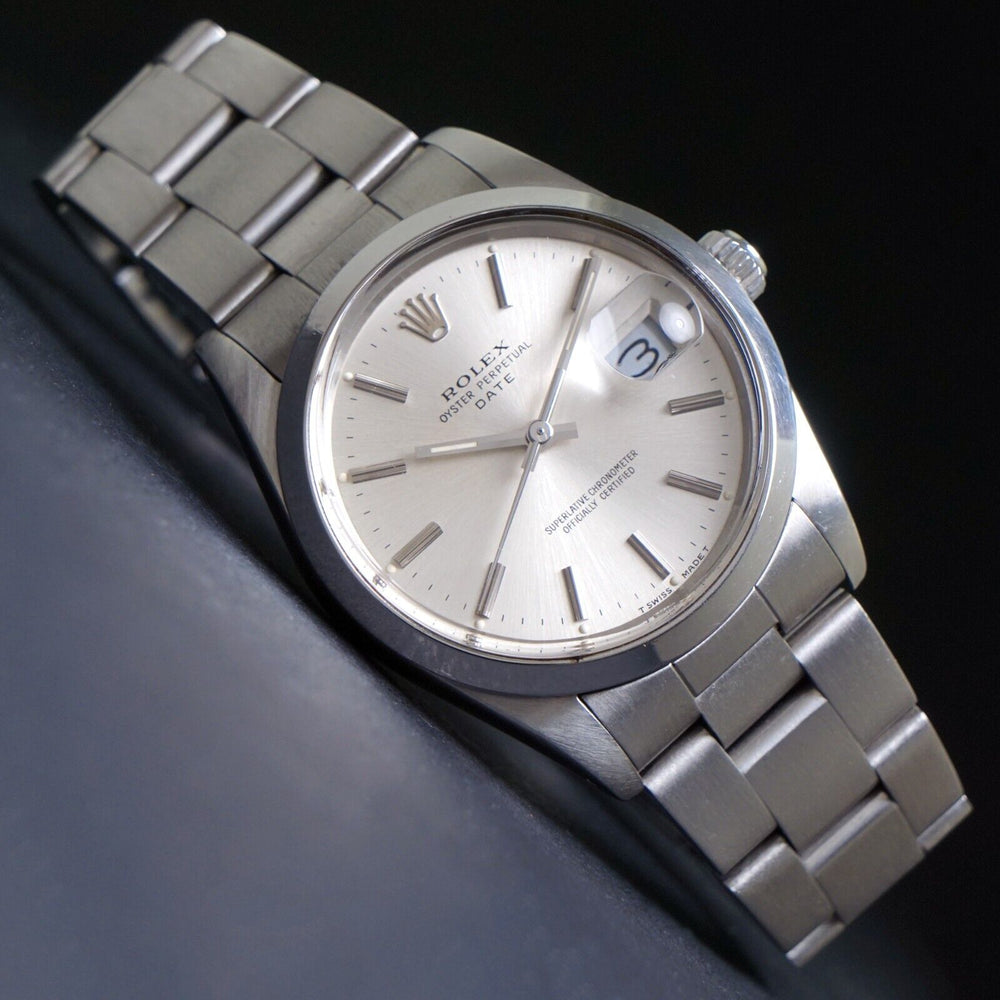 Stunning 1987 Rolex 15000 Date Stainless Steel Man's Watch, Bucherer Papers B&P, Olde Towne Jewelers, Santa Rosa CA.