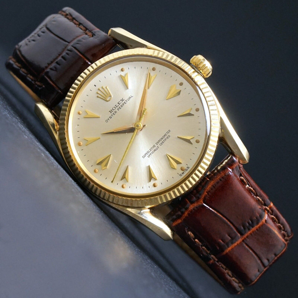 Stunning 1961 Rolex 1011 Bombe Solid 14K Yellow Gold 34mm Watch Nicest Anywhere