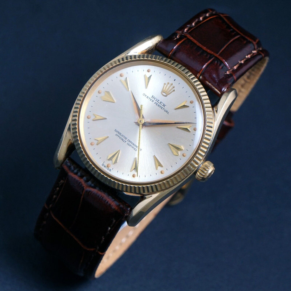 Stunning 1961 Rolex 1011 Bombe Solid 14K Yellow Gold 34mm Watch