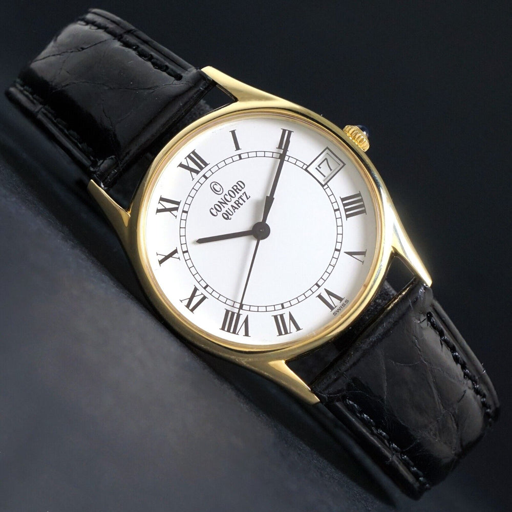 Stunning Classic Concord Quartz Solid 14K Gold Man's Dress Watch, MINT Olde Towne Jewelers Stunning Classic Concord Quartz Solid 14K Gold Man's Dress Watch, MINT Olde Towne Jewelers