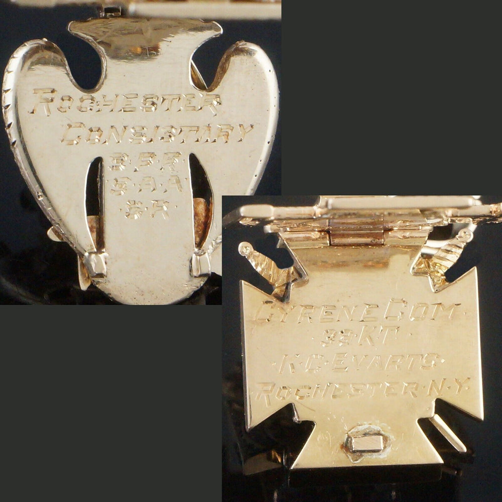 Rare Solid 14K Gold Enamel 32 Double Eagle Rochester Consistory Masonic Pendant, Olde Towne Jewelers, Santa Rosa CA.