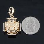Rare Solid 14K Gold Enamel 32 Double Eagle Rochester Consistory Masonic Pendant