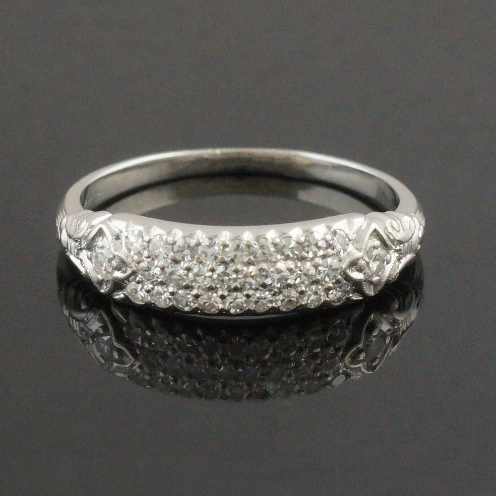 1930s Art Deco Platinum .55 CTW Diamond 3 Row Wedding Band, Anniversary Ring