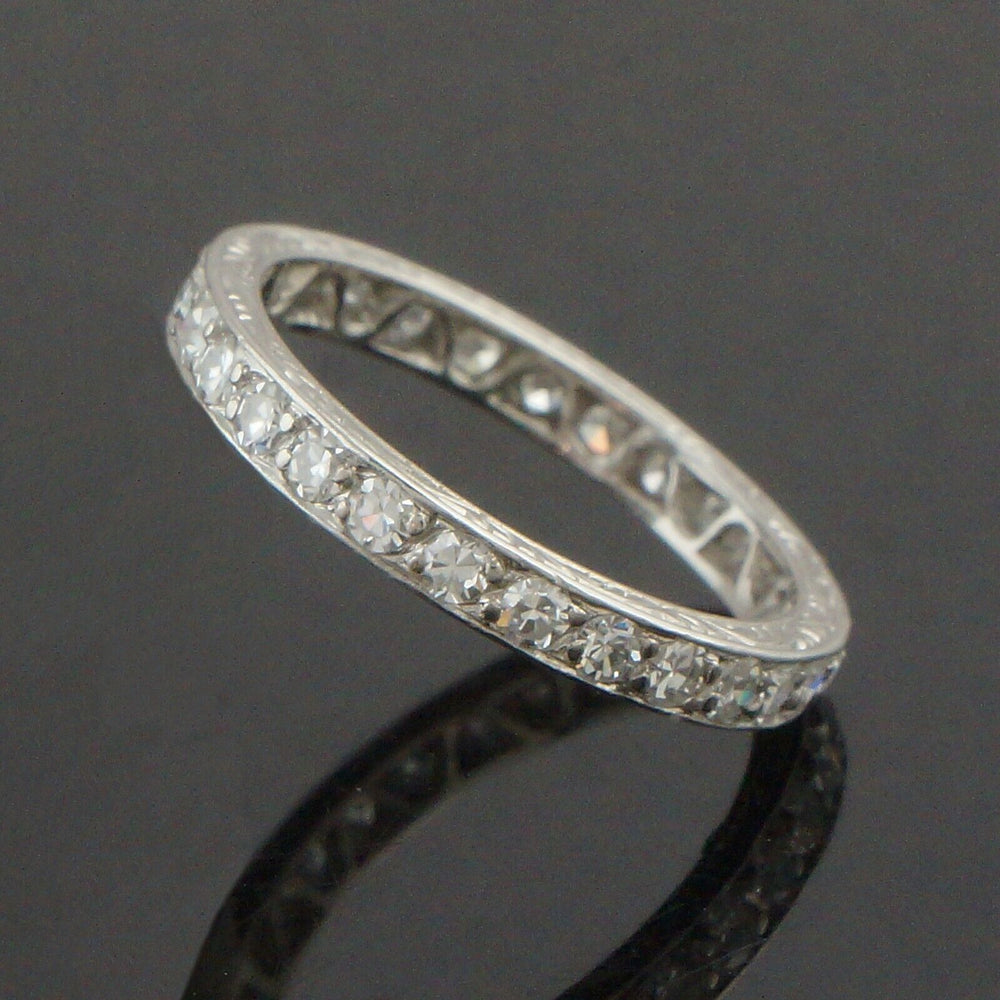 Engraved Platinum & .75 CTW Diamond Eternity 2mm Wedding Band Anniversary Ring, Olde Towne Jewelers, Santa Rosa CA.
