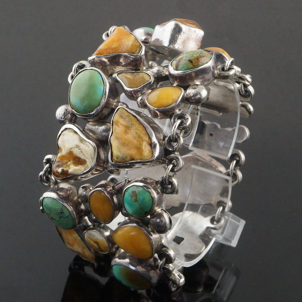 Jan Pomianowski Sterling Silver & Turquoise & Baltic Amber Cabochon Bracelet, olde Towne Jewelers, Santa Rosa CA.