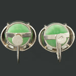 Elegant Platinum & Apple Jade Leaf Estate Earrings, Olde Towne Jewelers, Santa Rosa CA.