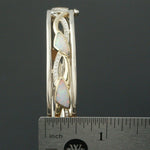 Bagley & Hotchkiss 14K White Gold Opal & Diamond Hinged Filigree Bangle Bracelet, Olde Towne Jewelers Santa Rosa Ca.