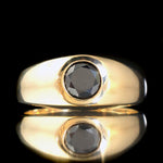 Black Diamond Mans Gypsy Wedding Ring - Heavy Solid 14K Yellow Gold Black Diamond Man's Gypsy Wedding Ring Estate Band, Olde Towne Jewelers Santa Rosa Ca.