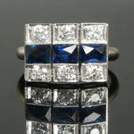 C-1930's Art Deco Platinum & 14K White Gold, Diamond & Sapphire Estate Ring, Olde Towne Jewelers, Santa Rosa CA.