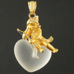 Carrera Y Carrera Solid 18K Gold Cupid, Frosted Crystal Heart, Estate Pendant, Olde Town Jewelers Santa Rosa Ca.