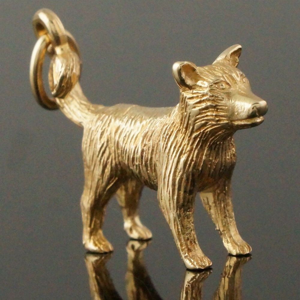 Terrier Estate Charm - Realistic Solid 10K Gold, 3 Dimensional Dog, Terrier Estate Charm, Pendant, Olde Towne Jewelers, Santa Rosa CA.