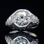 Edwardian Platinum, 2.08 Ct. Center , 2.30 Cttw. Old European Cut Diamond Engagement Ring, Olde Towne Jewelers, Santa Rosa CA.