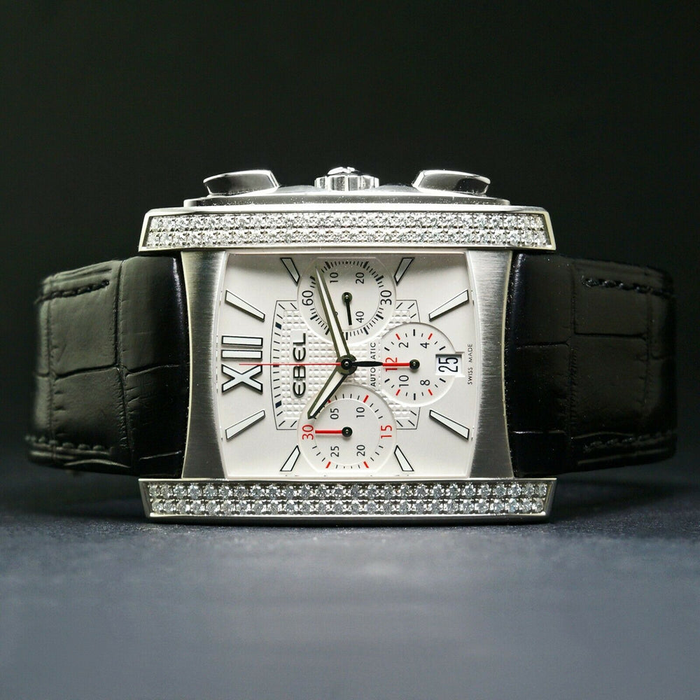 Huge Ebel Brasilia 9126M5S Stainless Diamond Dial Chronograph Automatic Watch, Olde Towne Jewelers, Santa Rosa CA.