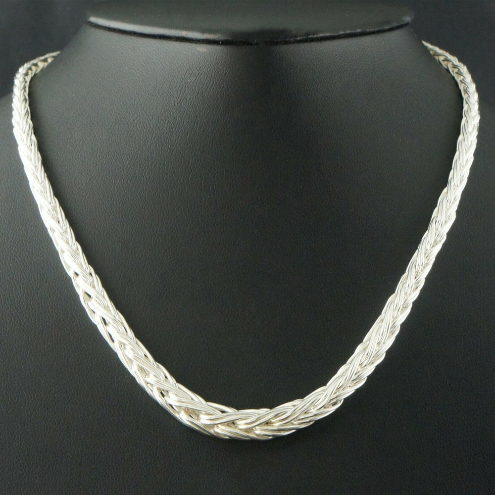 Ecclissi Sterling Silver Graduated Braided Weave Wheat Chain 17" Necklace, Olde Towne Jewelers, Santa Rosa CA.