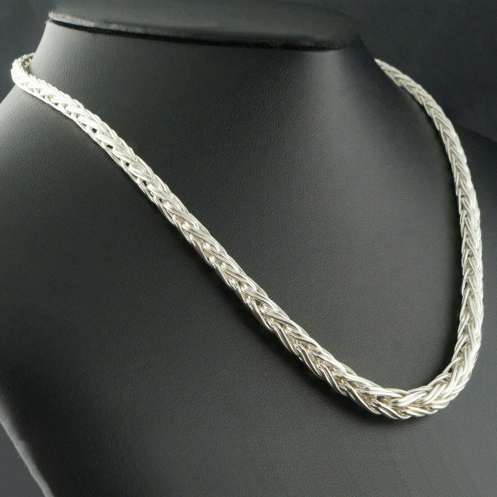 Ecclissi Sterling Silver Graduated Braided Weave Wheat Chain 17" Necklace, Olde Towne Jewelers, Santa Rosa CA.
