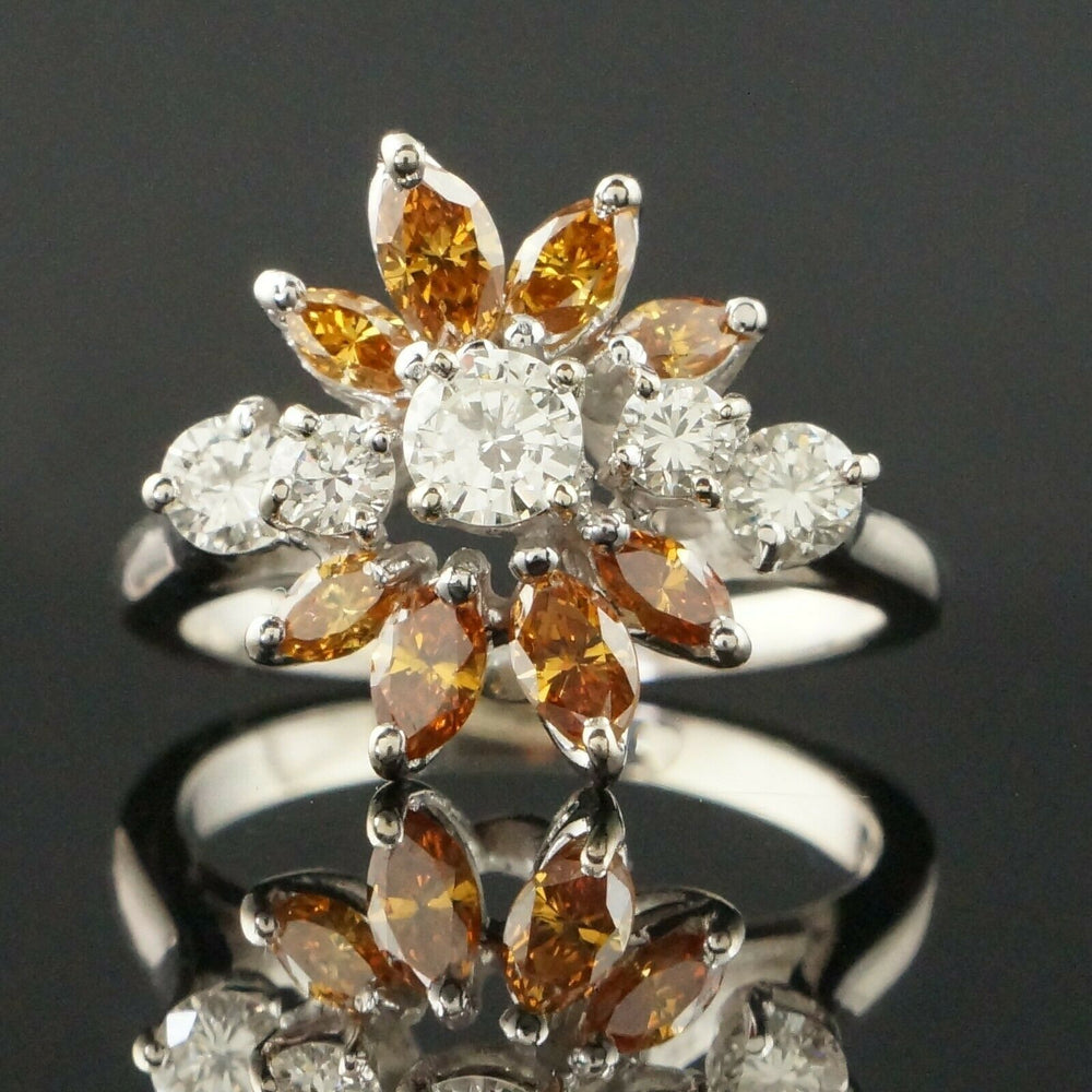Solid 14K Gold 1.62 CTTW Fancy Vivid Yellow Brown & White Diamond Estate Ring, Olde Towne Jewelers, Santa Rosa CA.