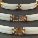 Solid 14K Yellow Gold, Green Jade Chinese Symbol Happiness Double Link Bracelet, Olde Towne Jewelers, Santa Rosa CA.
