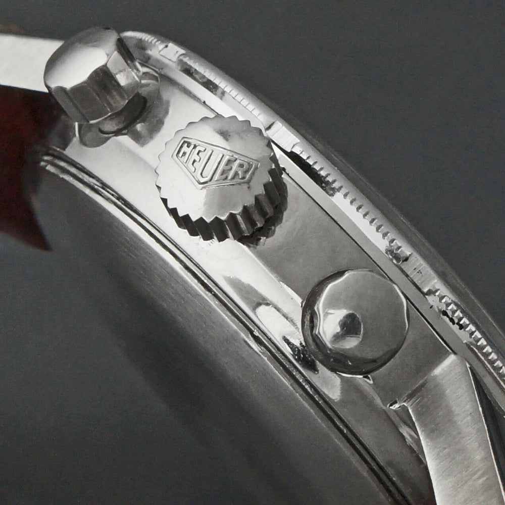 Rare Heuer Solunagraph Orvis Stainless Steel All Original Chronograph Men's Wristwatch, Olde Towne Jewelers, Santa Rosa CA.