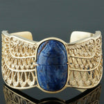 Rare Massive Solid 14K Gold & Lapis Lazuli Winged Scarab Bangle Bracelet, 67g!, Olde Towne Jewelers, Santa Rosa CA.