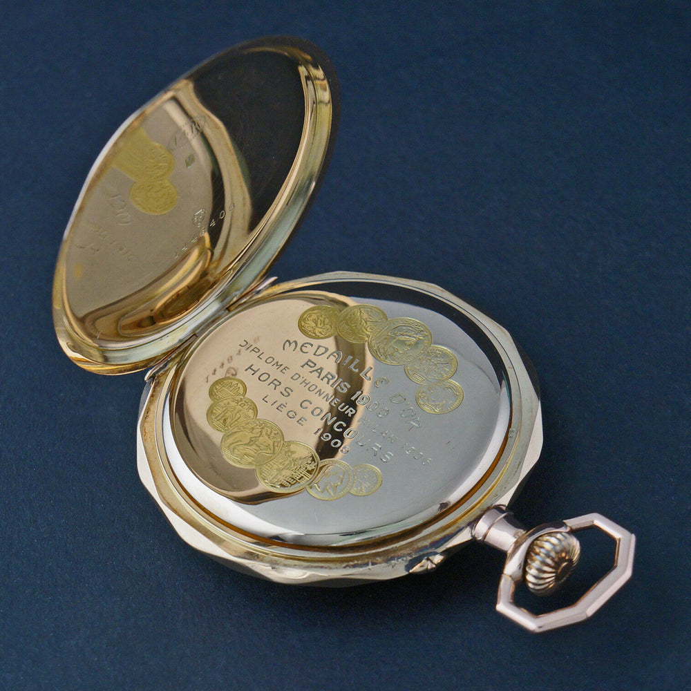 Stunning Large Schild Freres & Co 14K Yellow & Rose Gold Pocket Watch, MINT!, Olde Towne Jewelers, Santa Rosa CA.