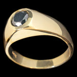 Black Diamond Mans Gypsy Wedding Ring - Heavy Solid 14K Yellow Gold Black Diamond Man's Gypsy Wedding Ring Estate Band