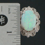 Custom Platinum 8.0 Ct Opal & .20 CTTW Diamond, Estate Filigree Cocktail Ring, Olde Towne Jewelers, Santa Rosa CA.