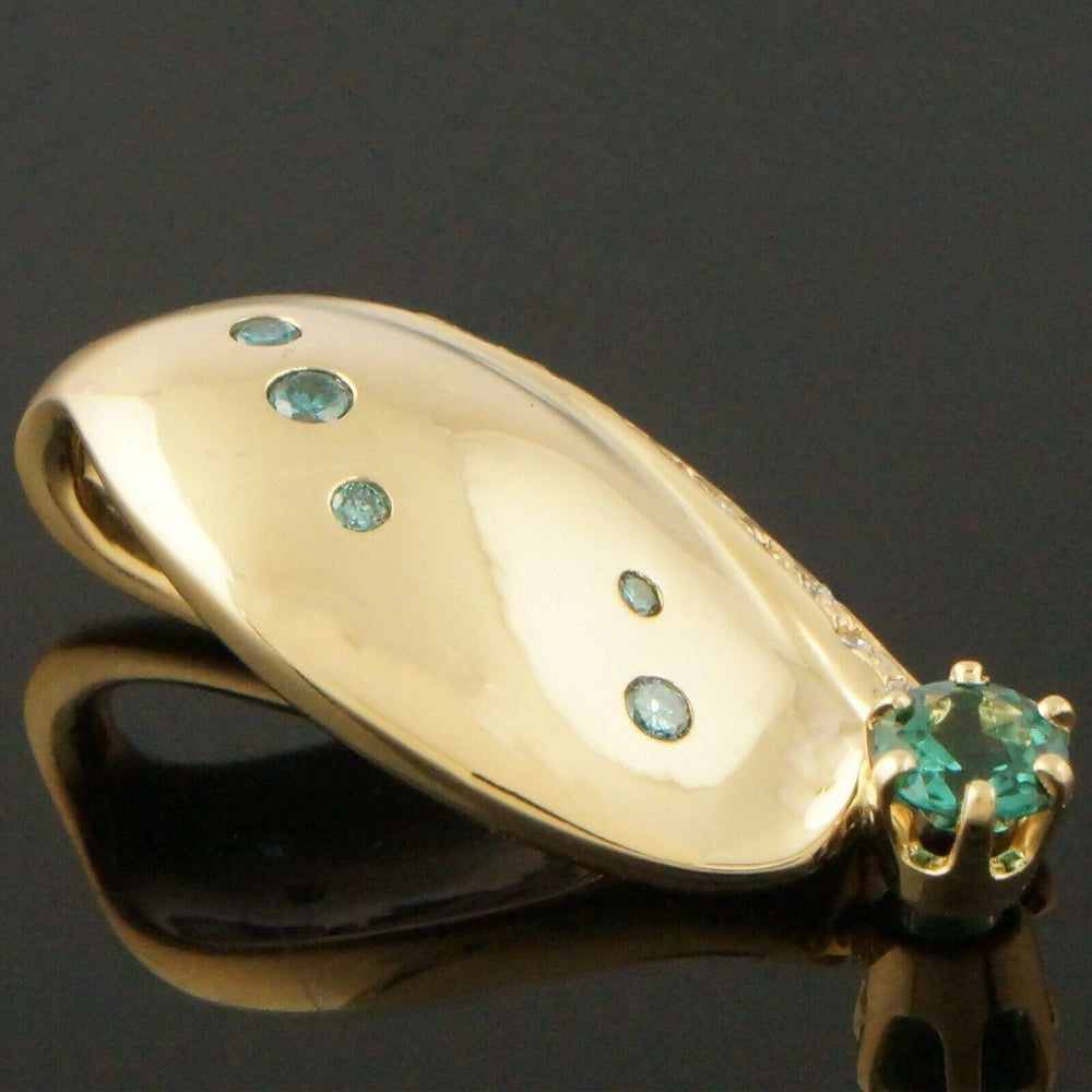 Pasdera Solid 14K Gold .39 Ct Tourmaline & Diamond Modernist Omega Slide Pendant Olde Towne Jewelers CA 7
